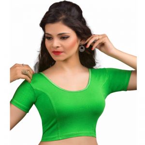 Parrot Green Colour Lycra Plain Stitched Blouse