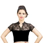 Black Colour Cotton Lycra Plain Stitched Blouse