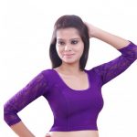 Purple Colour Velvet Plain Stitched Blouse