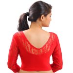 Red Colour Velvet Plain Stitched Blouse