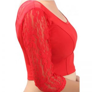 Red Colour Velvet Plain Stitched Blouse