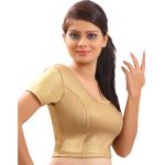 Gold Colour Lycra Plain Stitched Blouse