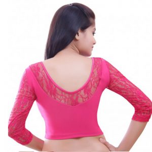 Pink Colour Velvet Plain Stitched Blouse