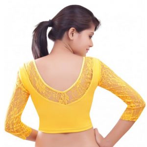 Yellow Colour Velvet Plain Stitched Blouse