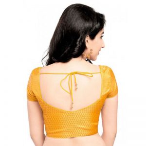 Yellow Brocade Woven Stitched Blouse
