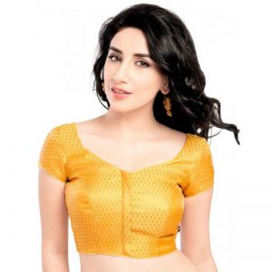 Yellow Brocade Woven Stitched Blouse