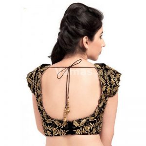 Black Velvet Embroidery And Cut Work Stitched Blouse