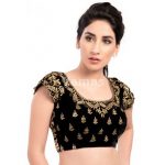 Black Velvet Embroidery And Cut Work Stitched Blouse