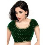 Green Velvet Diamonds Embellishments Stitched Blouse