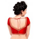 Red Dupion Silk Moti And Stone Work Stitched Blouse
