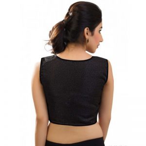 Black Jute Plan Stitched Blouse