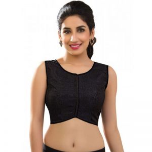 Black Jute Plan Stitched Blouse