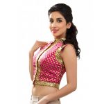 Pink Brocade Sequence Work Stitched Blouse