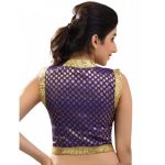 Royal Blue Brocade Sequence Work Stitched Blouse