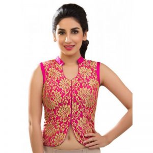 Pink Net Embroidered Stitched Blouse