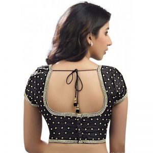 Black Dupion Silk Embroidered Stitched Blouse
