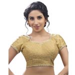 Gold Dupion Silk Embroidered Stitched Blouse