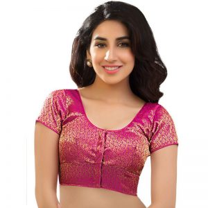 Pink Brocade Embroidered Readymade Blouse