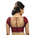 Maroon Dupion Silk Embroidered Readymade Blouse