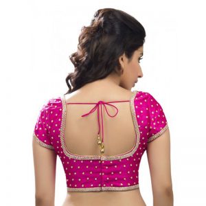 Pink Dupion Silk Embroidered Readymade Blouse