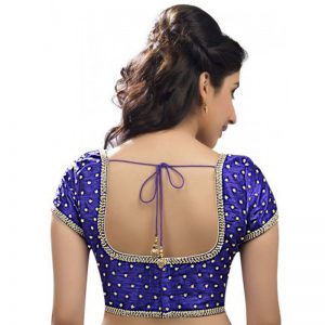 Royal Blue Dupion Silk Embroidered Readymade Blouse