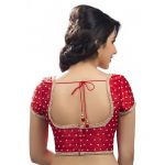 Red Dupion Silk Embroidered Readymade Blouse