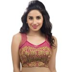 Pink Net Embroidery Readymade Blouse