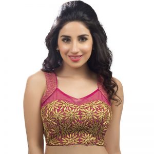 Pink Net Embroidery Readymade Blouse