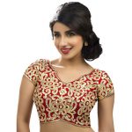 Red Dupion Silk Embroidery Readymade Blouse