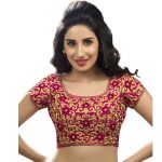 Pink Dupion Silk Zari Embroidery Readymade Blouse