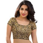 Black Dupion Silk Zari Work Readymade Blouse