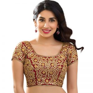 Maroon Dupion Silk Zari Work Readymade Blouse