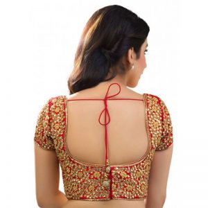 Red Dupion Silk Zari Work Readymade Blouse