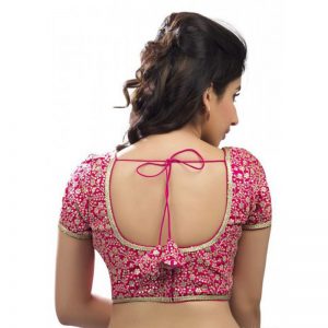 Pink Crepe Cotton Embroidered With Zari Readymade Blouse