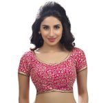 Pink Crepe Cotton Embroidered With Zari Readymade Blouse