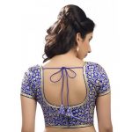 Blue Crepe Cotton Embroidered With Zari Readymade Blouse