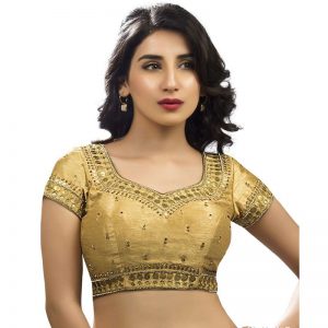 Gold Dupion Silk Embroidery Readymade Blouse