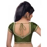 Green Dupion Silk Moti And Stone Work Readymade Blouse