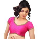 Pink Dupion Silk Lace Work Readymade Blouse