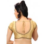 Gold Dupion Silk Lace Work Readymade Blouse