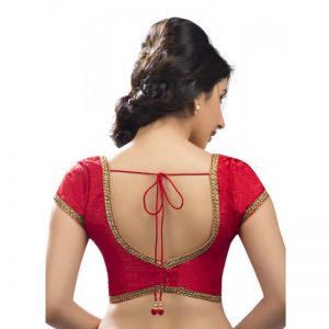 Red Dupion Silk Lace Work Readymade Blouse