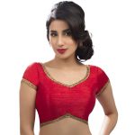 Red Dupion Silk Lace Work Readymade Blouse