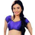 Blue Dupion Silk Lace Work Readymade Blouse