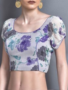 White Georgette Printed Readymade Blouse