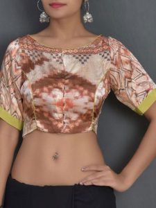 Brown Crepe Printed Readymade Blouse