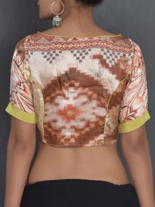 Brown Crepe Printed Readymade Blouse