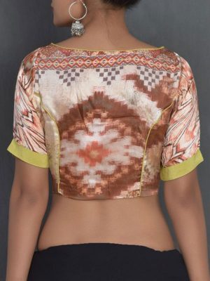 Brown Crepe Printed Readymade Blouse