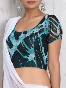 Black Georgette Printed Readymade Blouse