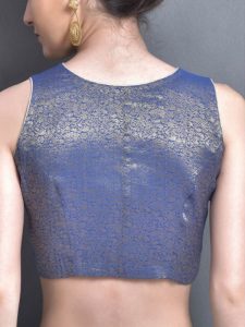 Blue Brocade Silk Printed Readymade Blouse