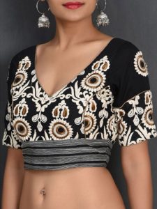 Black Cotton Printed Readymade Blouse